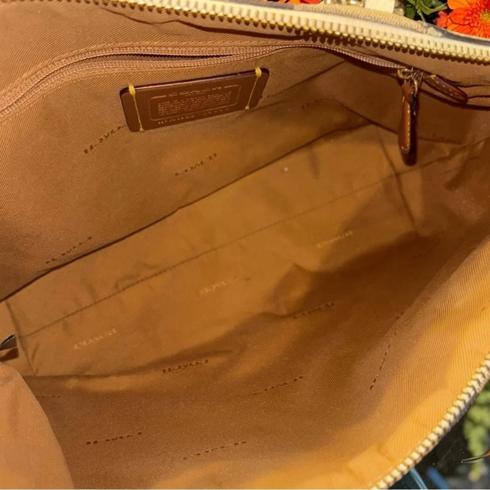 Coach Striped Canvas Satchel in Brown, Tan & White - Picture 8 of 10